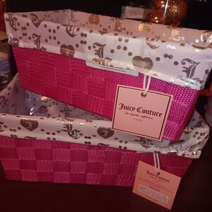 Juicy Couture Pink and Silver Storage Baskets